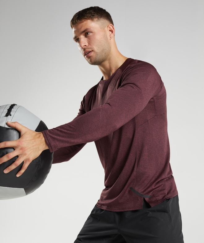 Gymshark t-shirt à manches longues brun cerise Hommes 6HF28687
