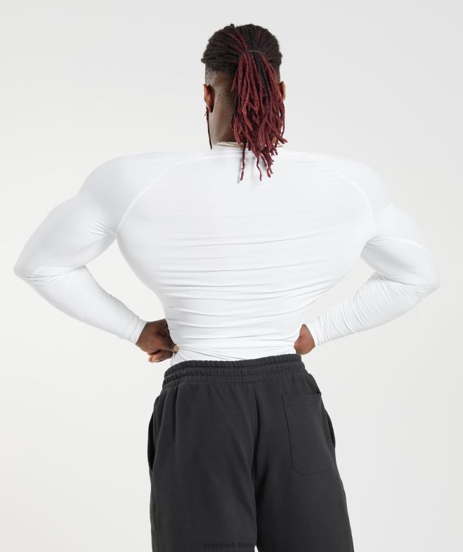 Gymshark t-shirt à manches longues et couche de base element blanc Hommes 6HF28631