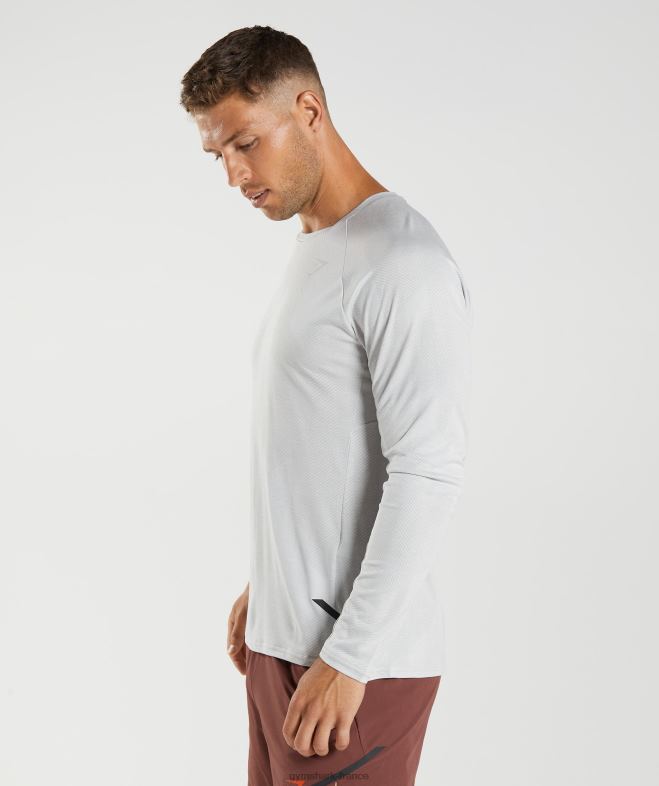 Gymshark t-shirt à manches longues gris clair/blanc Hommes 6HF28613