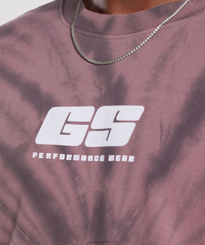 Gymshark t-shirt à manches longues jour de repos marron poussiéreux/gris silhouette/lavage optique spirale Hommes 6HF28771