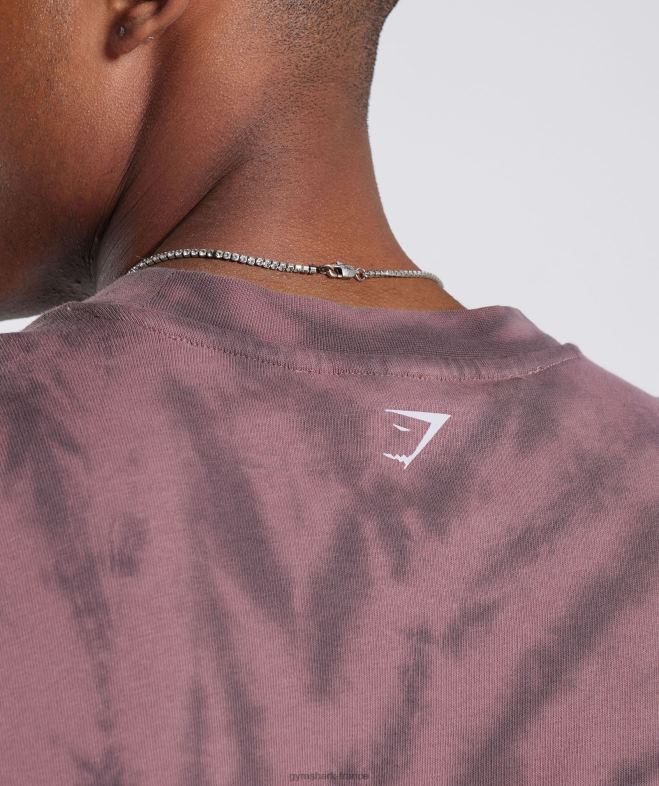 Gymshark t-shirt à manches longues jour de repos marron poussiéreux/gris silhouette/lavage optique spirale Hommes 6HF28771