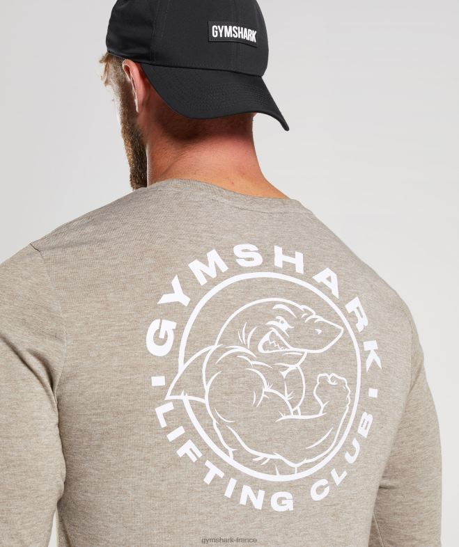 Gymshark t-shirt à manches longues marnes calcaires Hommes 6HF28751