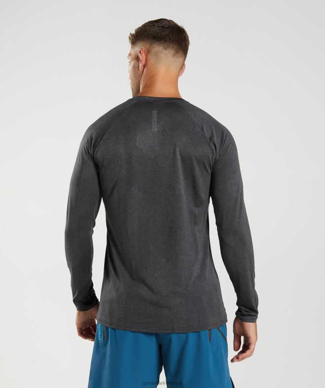 Gymshark t-shirt à manches longues noir/gris silhouette Hommes 6HF28653