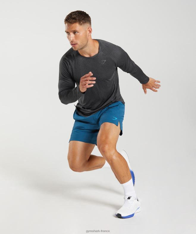 Gymshark t-shirt à manches longues noir/gris silhouette Hommes 6HF28653