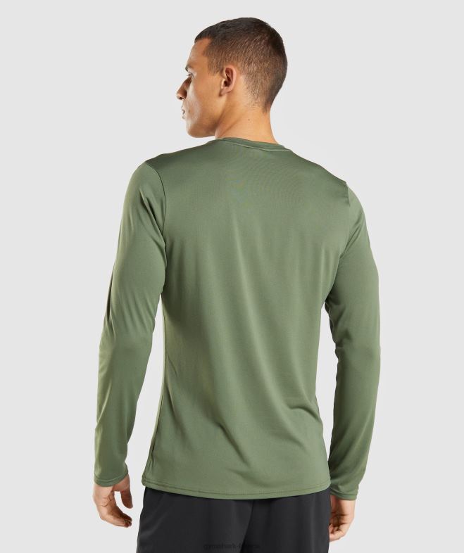 Gymshark t-shirt à manches longues noyau d\olive Hommes 6HF28637