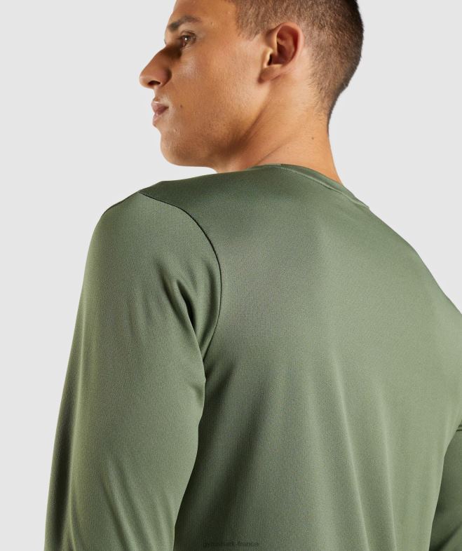 Gymshark t-shirt à manches longues noyau d\olive Hommes 6HF28637