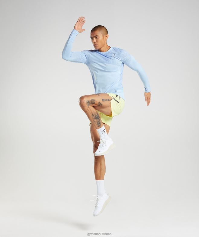 Gymshark t-shirt à manches longues sans couture apex bleu lin/bleu cour Hommes 6HF28750