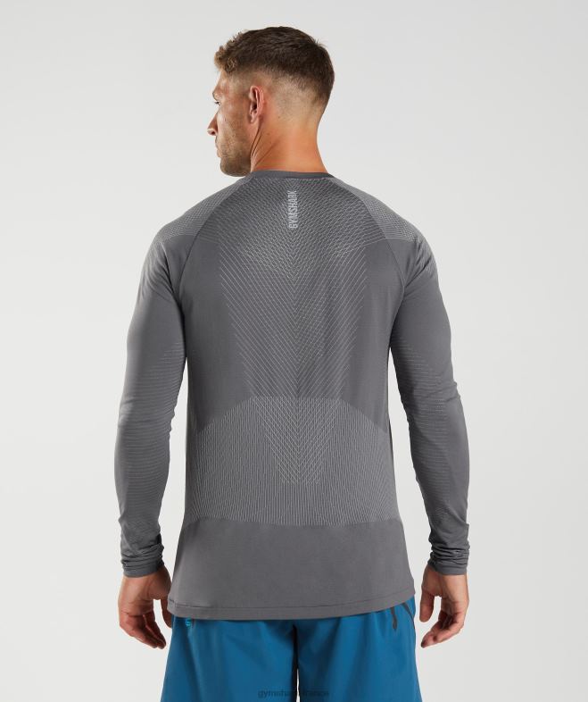 Gymshark t-shirt à manches longues sans couture apex gris silhouette/gris fumé Hommes 6HF28630