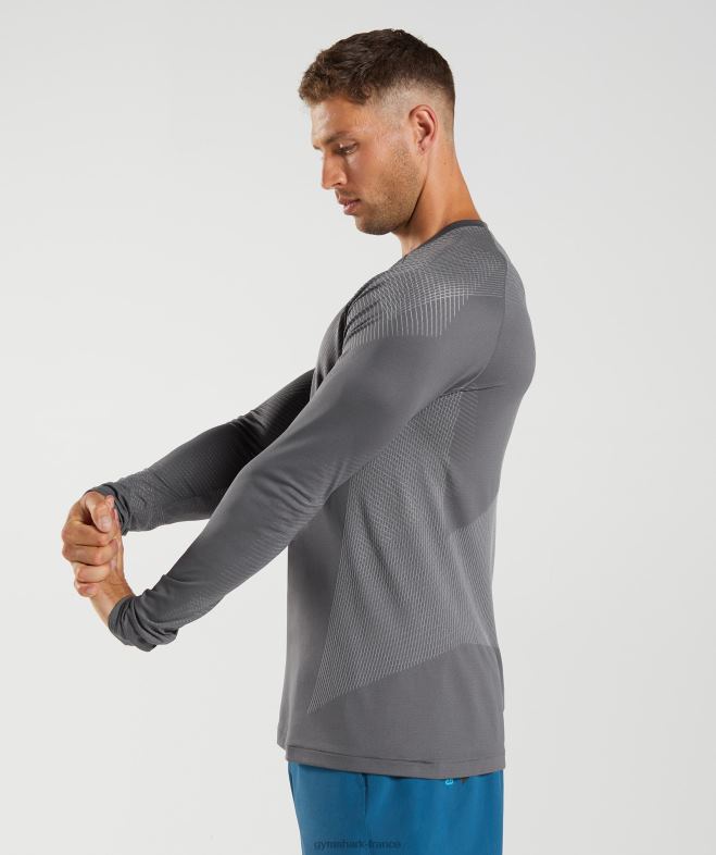 Gymshark t-shirt à manches longues sans couture apex gris silhouette/gris fumé Hommes 6HF28630