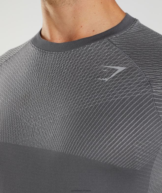 Gymshark t-shirt à manches longues sans couture apex gris silhouette/gris fumé Hommes 6HF28630