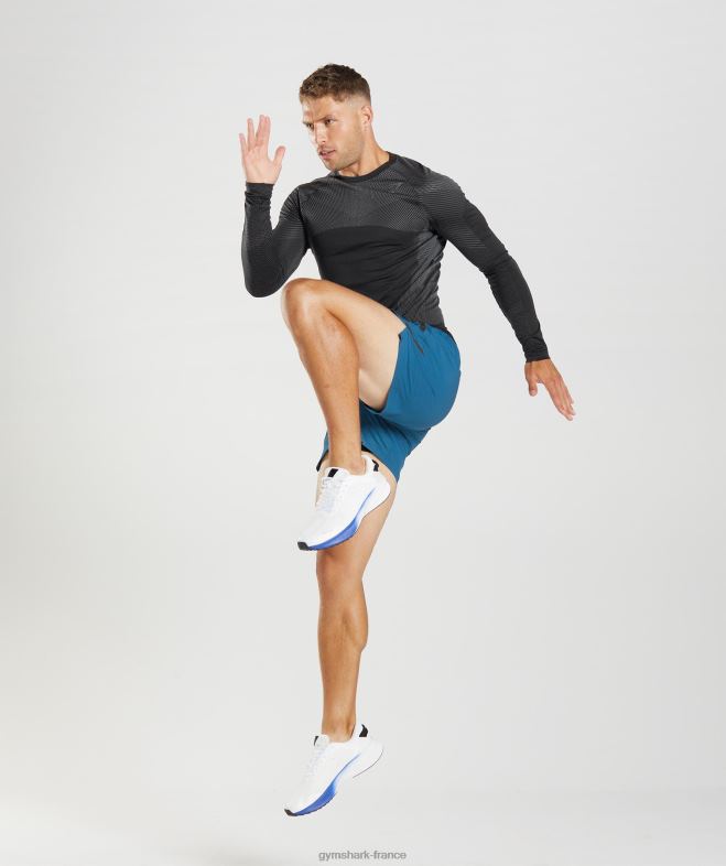 Gymshark t-shirt à manches longues sans couture apex noir/gris silhouette Hommes 6HF28764