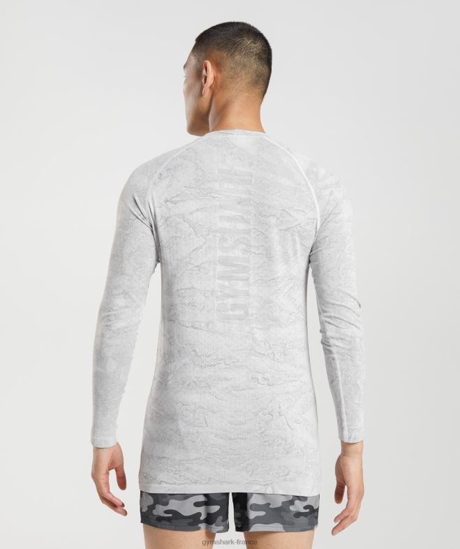 Gymshark t-shirt à manches longues sans couture géo blanc cassé/gris clair Hommes 6HF28596