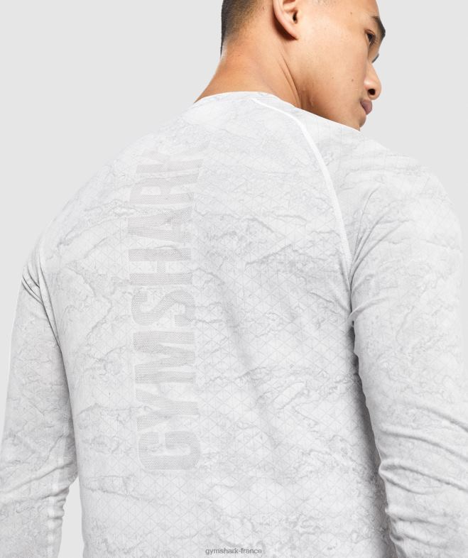 Gymshark t-shirt à manches longues sans couture géo blanc cassé/gris clair Hommes 6HF28596