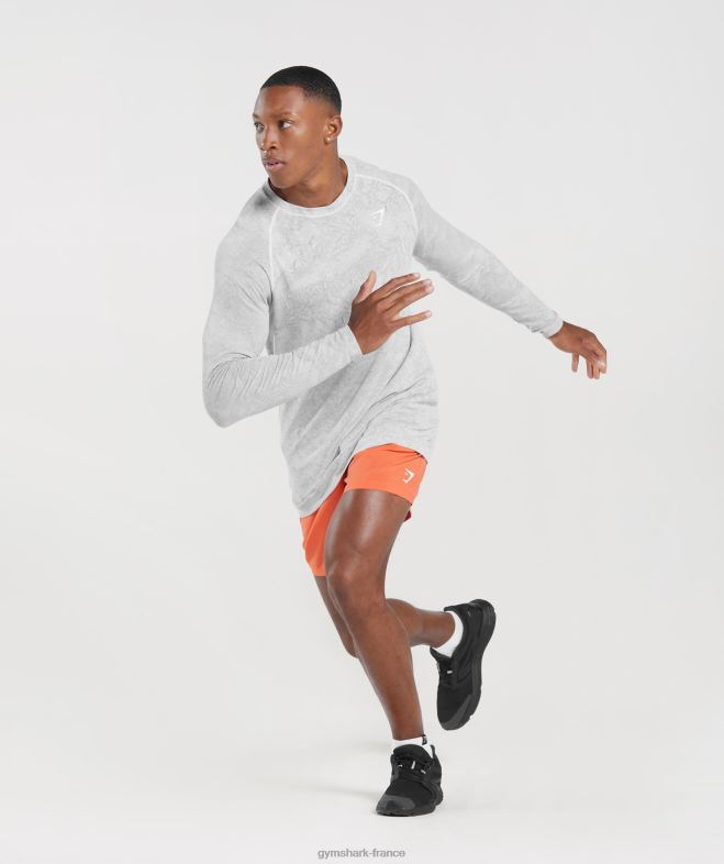 Gymshark t-shirt à manches longues sans couture géo blanc/gris clair Hommes 6HF28734