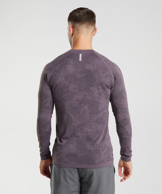 Gymshark t-shirt à manches longues sans couture géo musc lilas/noir Hommes 6HF28700