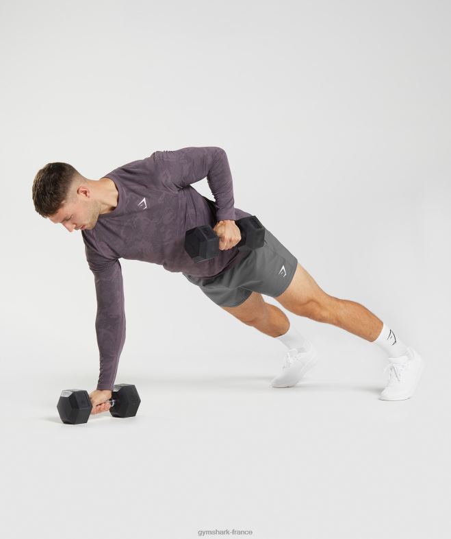 Gymshark t-shirt à manches longues sans couture géo musc lilas/noir Hommes 6HF28700