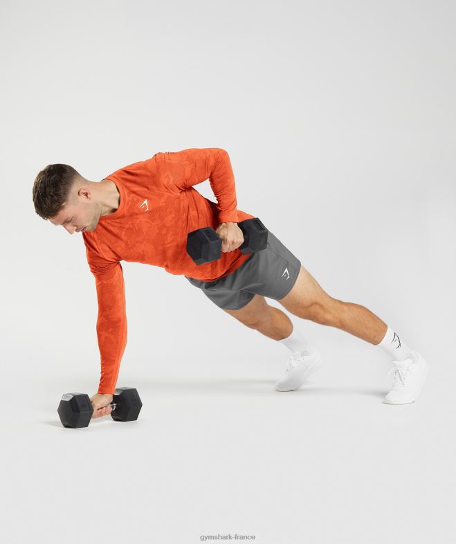 Gymshark t-shirt à manches longues sans couture géo rouge poivre/rouge salsa Hommes 6HF28615