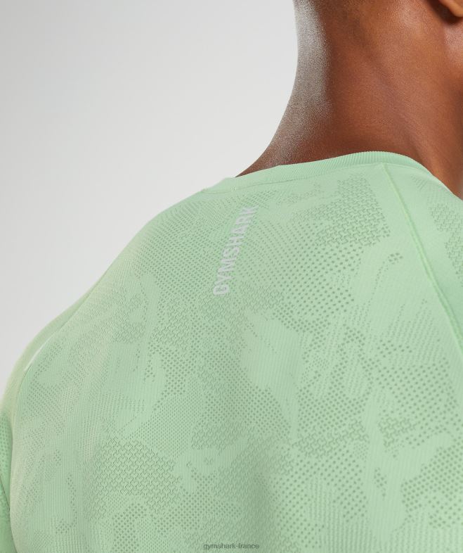 Gymshark t-shirt à manches longues sans couture géo vert aloès/vert thé Hommes 6HF28685
