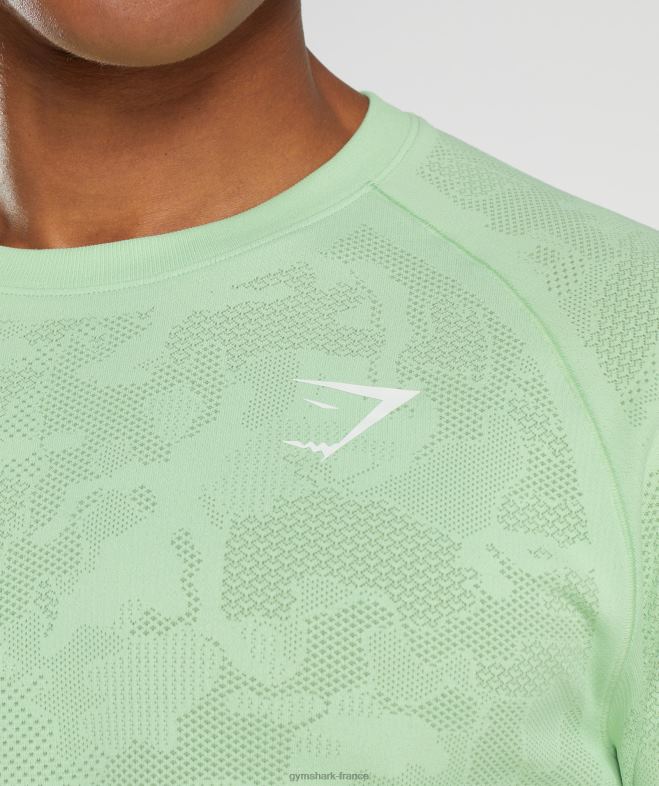 Gymshark t-shirt à manches longues sans couture géo vert aloès/vert thé Hommes 6HF28685
