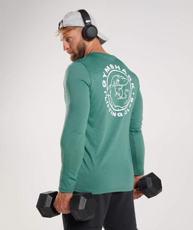 Gymshark t-shirt à manches longues vert hoya Hommes 6HF28643
