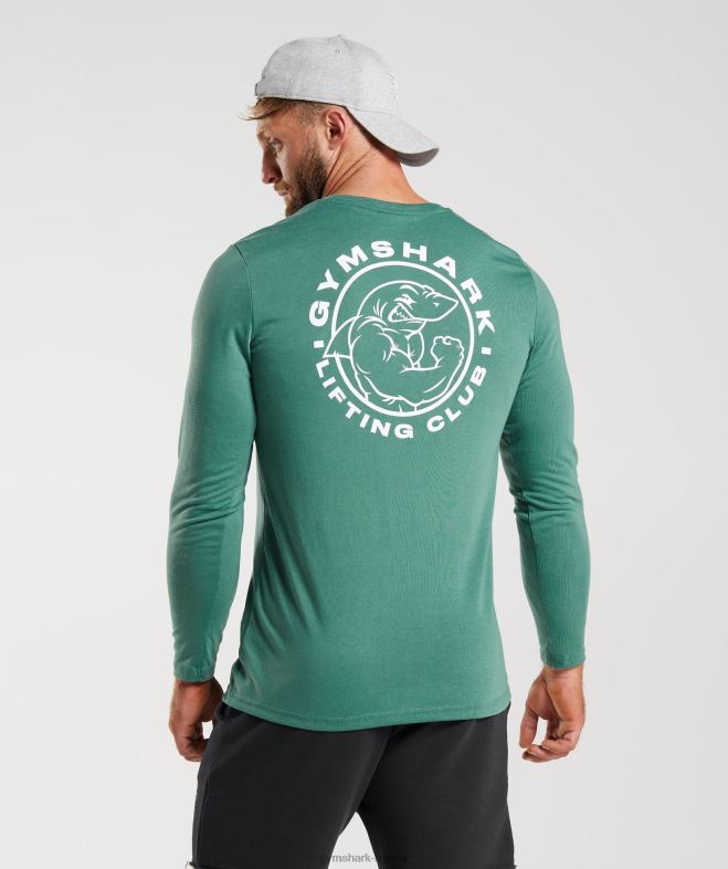 Gymshark t-shirt à manches longues vert hoya Hommes 6HF28643
