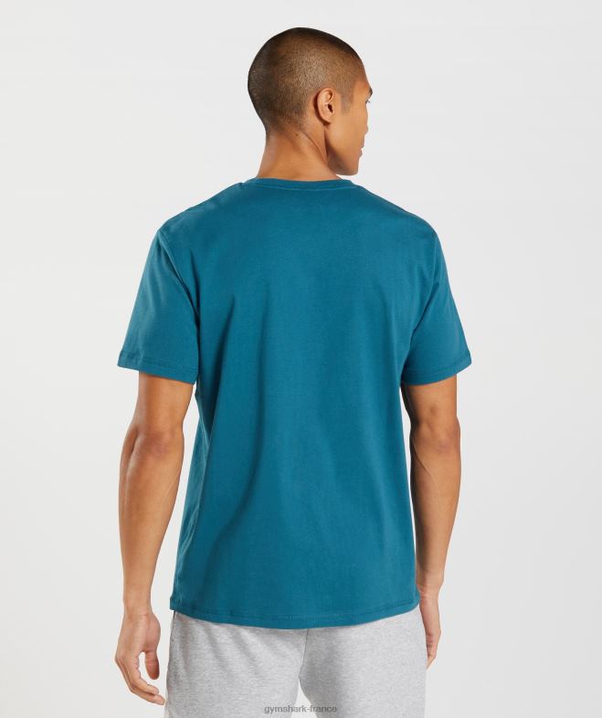 Gymshark t-shirt à remplissage de tête de requin bleu atlantique Hommes 6HF28662