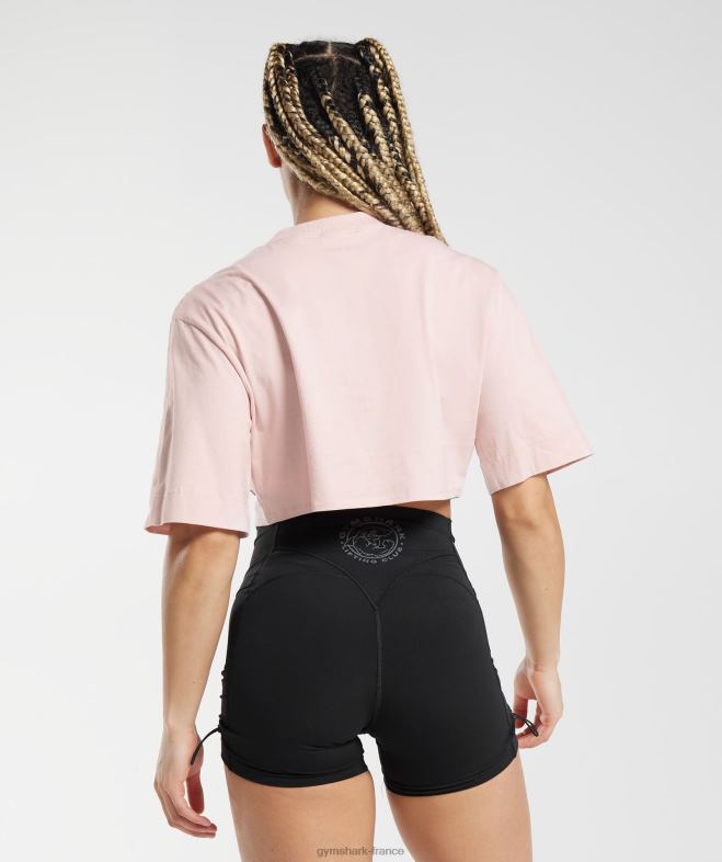 Gymshark top court carré en coton rose brumeux femmes 6HF28463