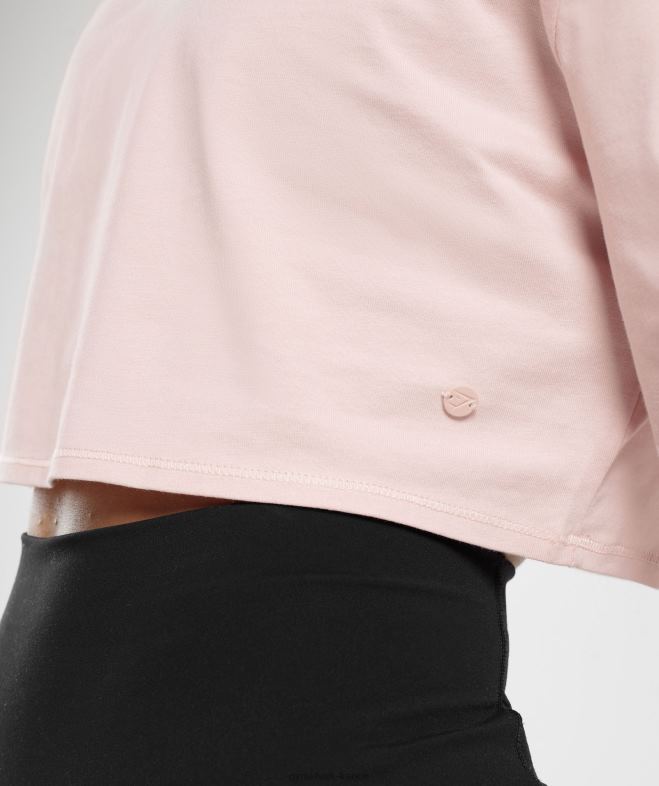 Gymshark top court carré en coton rose brumeux femmes 6HF28463