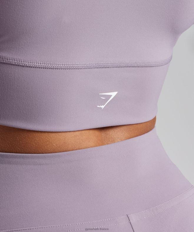 Gymshark top court croisé à manches longues lavande ardoise femmes 6HF28442