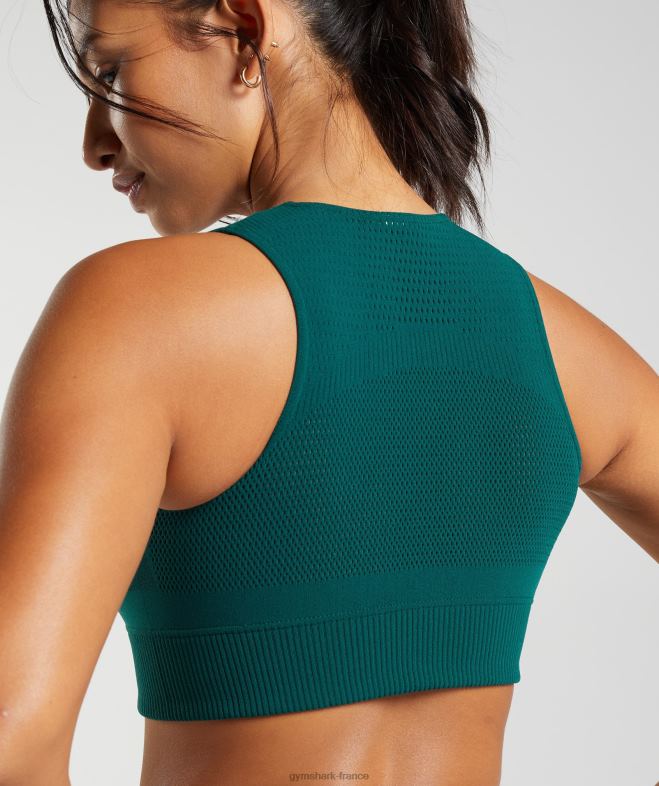 Gymshark top court en maille chaîne vert forêt femmes 6HF28476