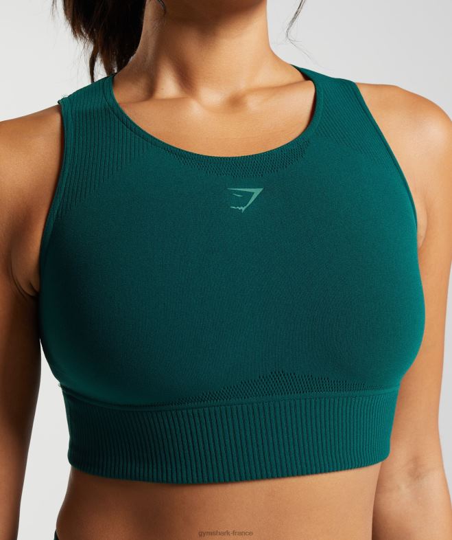 Gymshark top court en maille chaîne vert forêt femmes 6HF28476