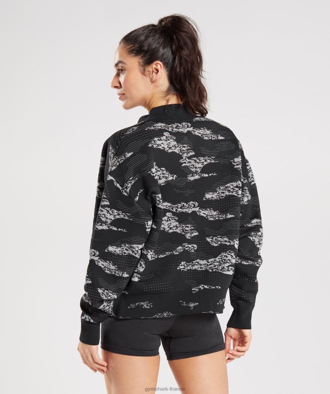 Gymshark veste de survêtement adapt camouflage sans coutures noir/gris clair femmes 6HF28383