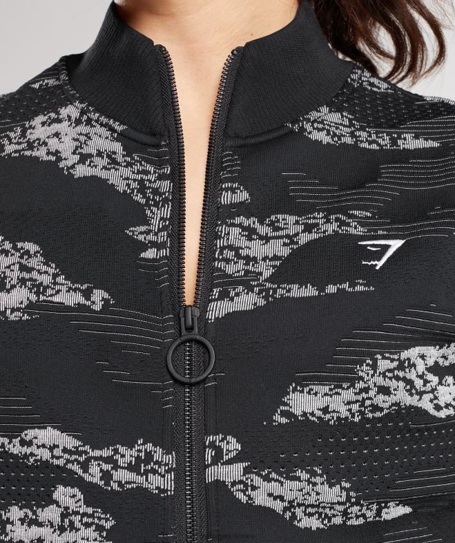 Gymshark veste de survêtement adapt camouflage sans coutures noir/gris clair femmes 6HF28383