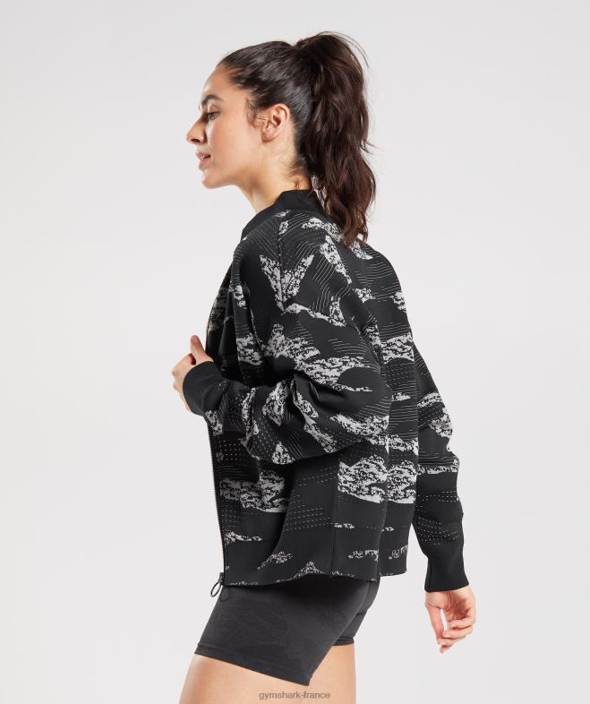 Gymshark veste de survêtement adapt camouflage sans coutures noir/gris clair femmes 6HF28383