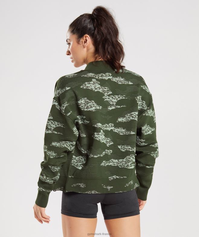 Gymshark veste de survêtement adapt camouflage sans coutures olive mousse/vert aloès femmes 6HF28371