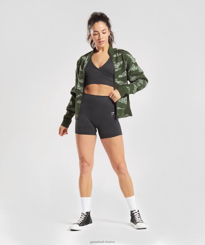 Gymshark veste de survêtement adapt camouflage sans coutures olive mousse/vert aloès femmes 6HF28371