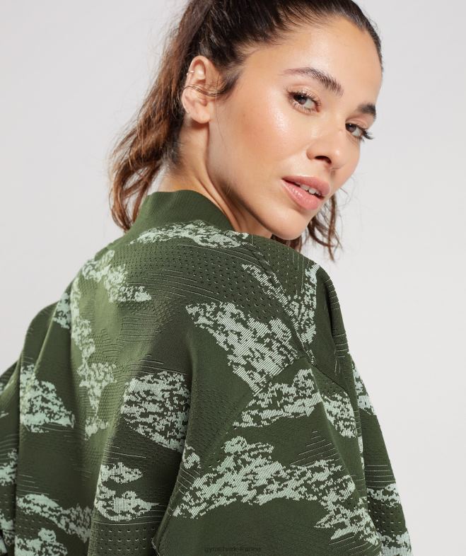 Gymshark veste de survêtement adapt camouflage sans coutures olive mousse/vert aloès femmes 6HF28371