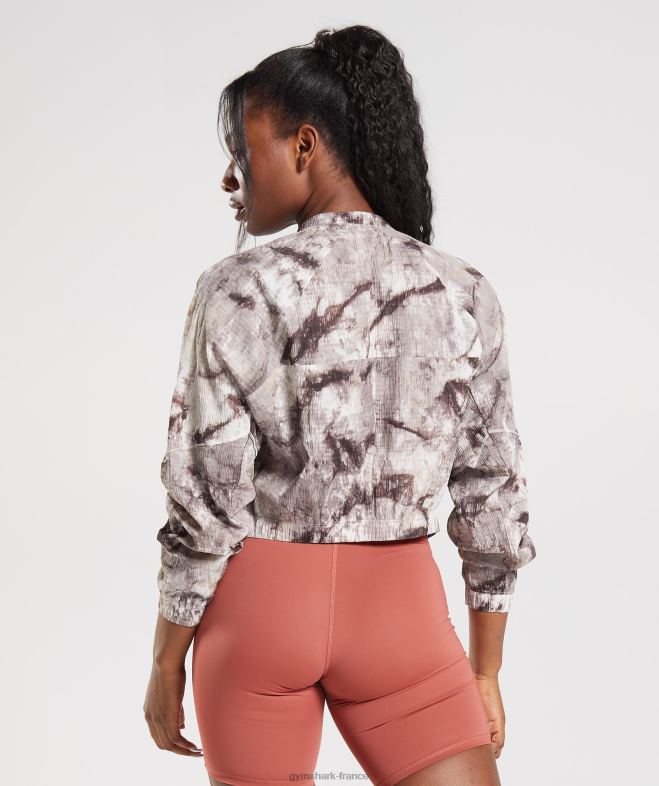 Gymshark veste tissée surélevée colorant en spray brun ciment femmes 6HF28367