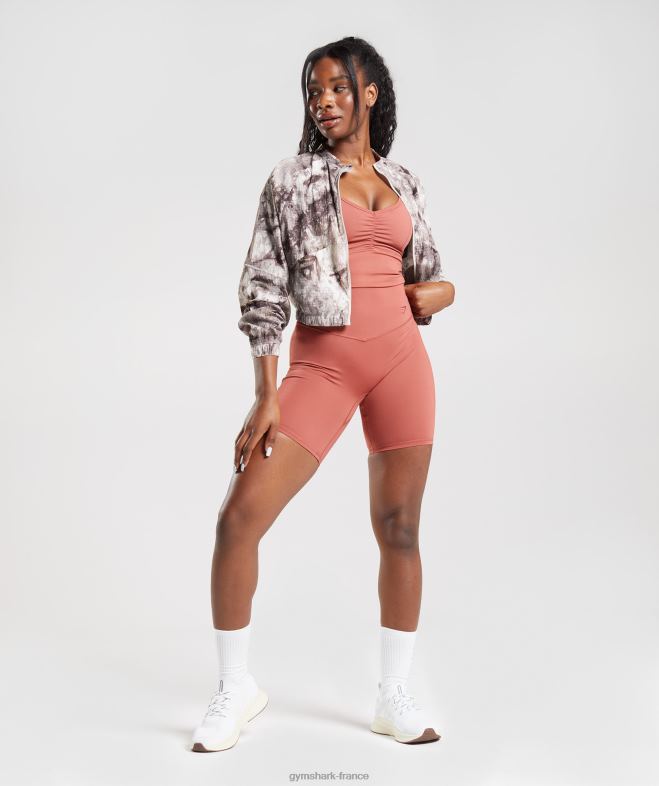 Gymshark veste tissée surélevée colorant en spray brun ciment femmes 6HF28367