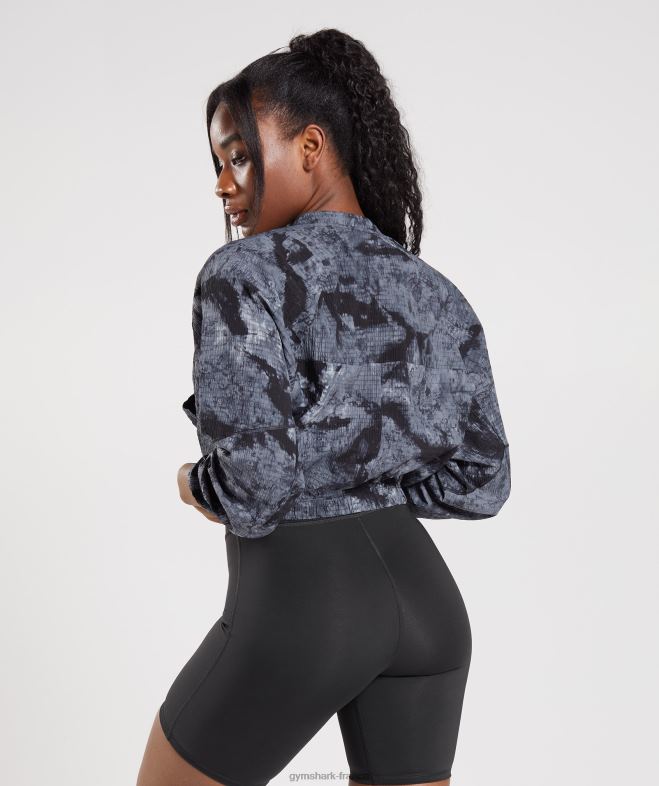 Gymshark veste tissée surélevée colorant en spray gris pièce de monnaie femmes 6HF28366