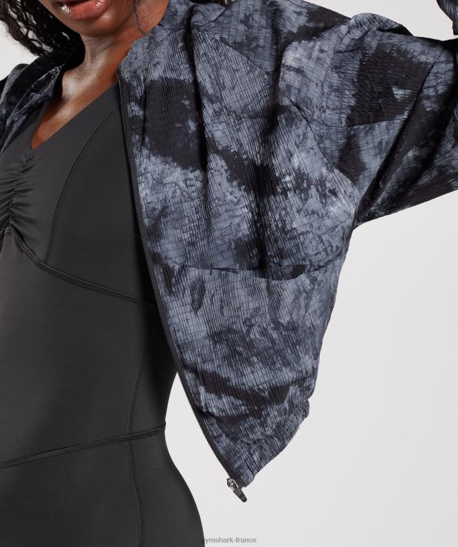 Gymshark veste tissée surélevée colorant en spray gris pièce de monnaie femmes 6HF28366