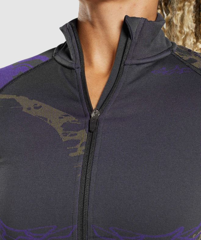 Gymshark veste zippée wtflex noir/violet Neptune/vert réactif femmes 6HF28362