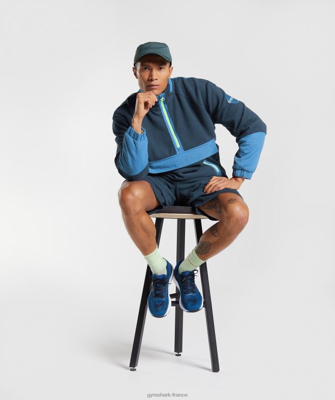 Gymshark vibes polaire 1/4 zip bleu marine/bleu lac Hommes 6HF28809