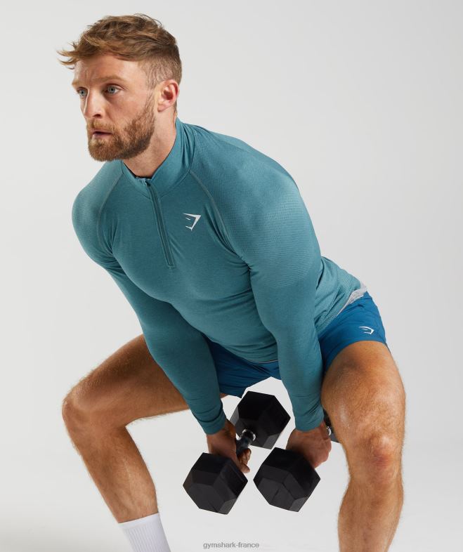 Gymshark vital 1/4 zip bleu tonnerre/bleu iceberg Hommes 6HF28857