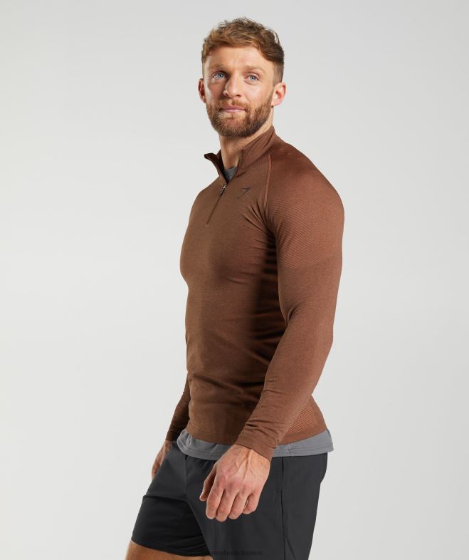 Gymshark vital 1/4 zip rouge kaki/brun truffe Hommes 6HF28826