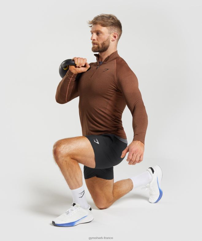 Gymshark vital 1/4 zip rouge kaki/brun truffe Hommes 6HF28826