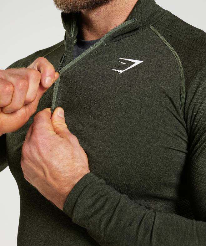 Gymshark vital 1/4 zip âme olive/noir Hommes 6HF28811