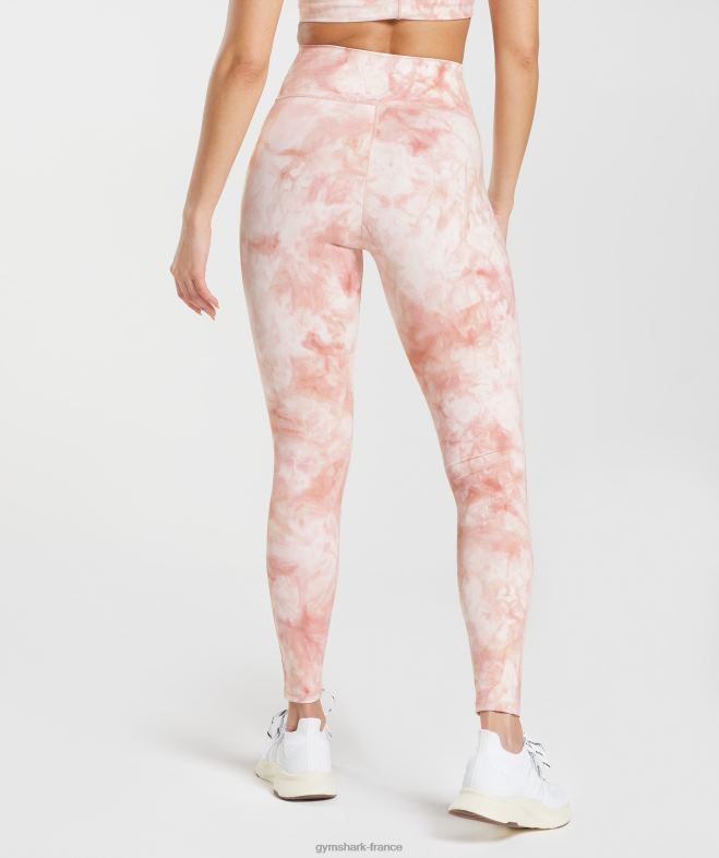 Gymshark élever les leggings de teinture en spray blanc/rose brumeux/rose scandi femmes 6HF28266