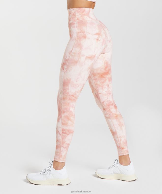 Gymshark élever les leggings de teinture en spray blanc/rose brumeux/rose scandi femmes 6HF28266