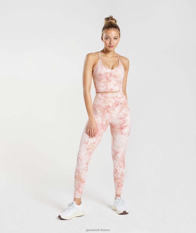 Gymshark élever les leggings de teinture en spray blanc/rose brumeux/rose scandi femmes 6HF28266